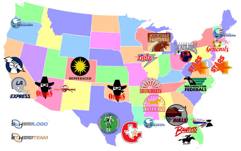 USFL Teams Map